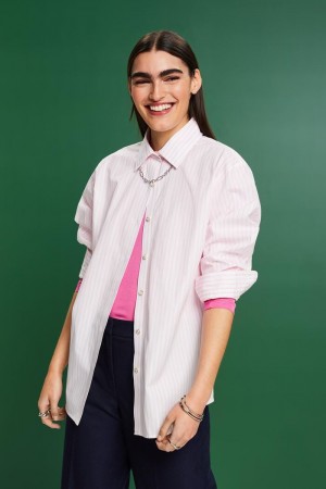 Dámské Blouses Esprit Pruhovaný Poplin Růžové | IOQ873965