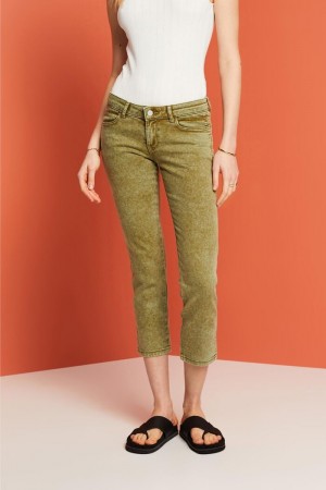 Dámské Kalhoty Esprit Capri Twill Zelene | NRB609837