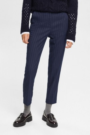 Dámské Kalhoty Esprit Cropped Pinstripe Tmavě Blankyt | CVU175826