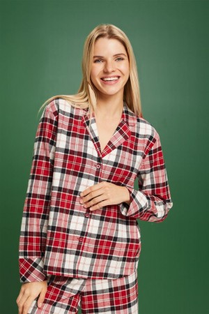 Dámské Noční Prádlo Esprit Checked Flannel Set Červené | XFR028536
