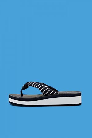 Dámské Pantofle Esprit Klínku Heel Slip Slops Tmavě Blankyt | EMD369024