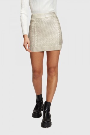 Dámské Sukně Esprit Metallic Cable Knit Mini Zlaté | DAO130729
