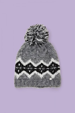 Dámské Čepice Esprit Fair Isle Pom Pom Šedé | SVA358206