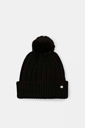 Dámské Čepice Esprit Rib Knit,Vlna Blend Černé | VTI869504