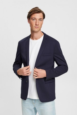 Pánské Blejzry Esprit Textured Slim Fit Tmavě Blankyt | LPR248139