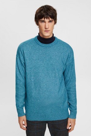 Pánské Jumpers Esprit Crewneck Tmavě Tyrkysové | ABJ780295