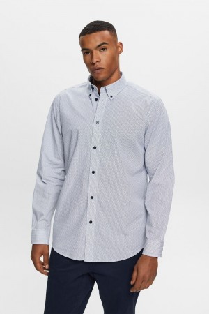 Pánské Košile Esprit Bavlněné Poplin Tmavě Blankyt | BCM173496