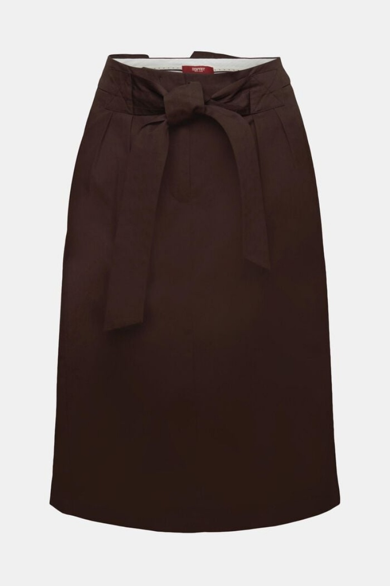 Dámské Blejzry Esprit Belted Knee Length,100% Bavlněné Tmavě Hnědé | XJZ718263