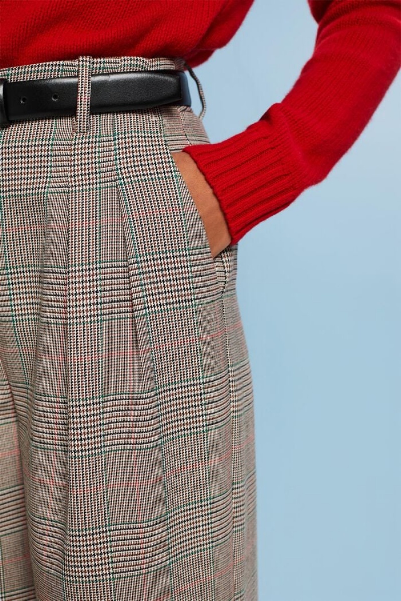 Dámské Blejzry Esprit Checked Široké Leg Šedé | CPL728904