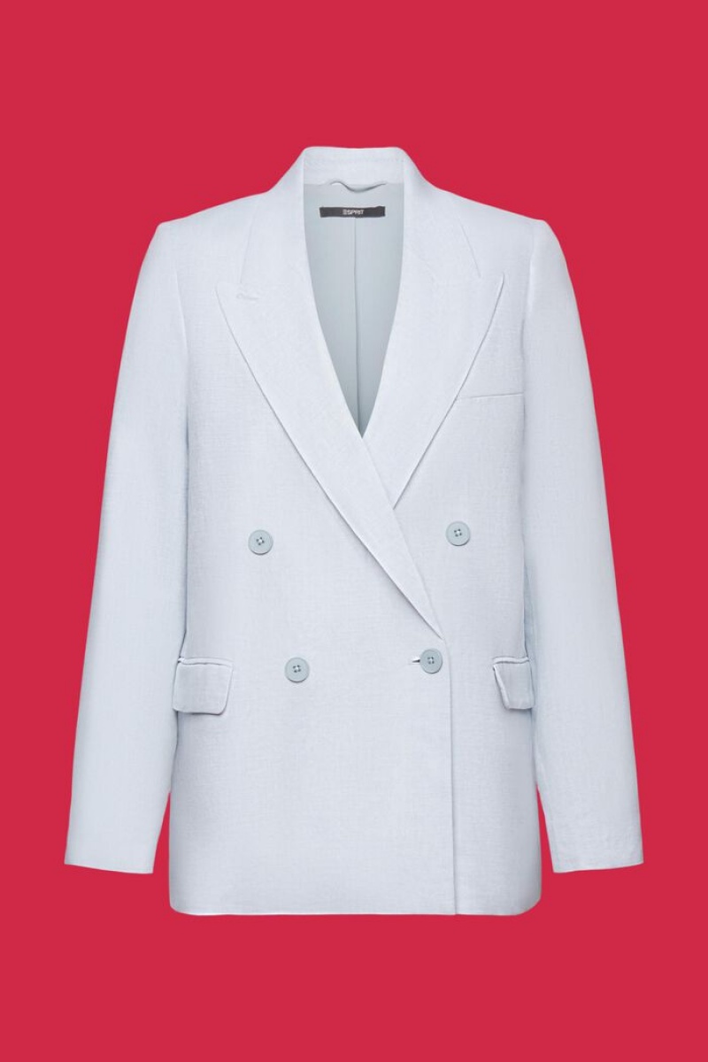 Dámské Blejzry Esprit Linen Bavlněné Double Breasted Světle Blankyt Levandule | MGW326098