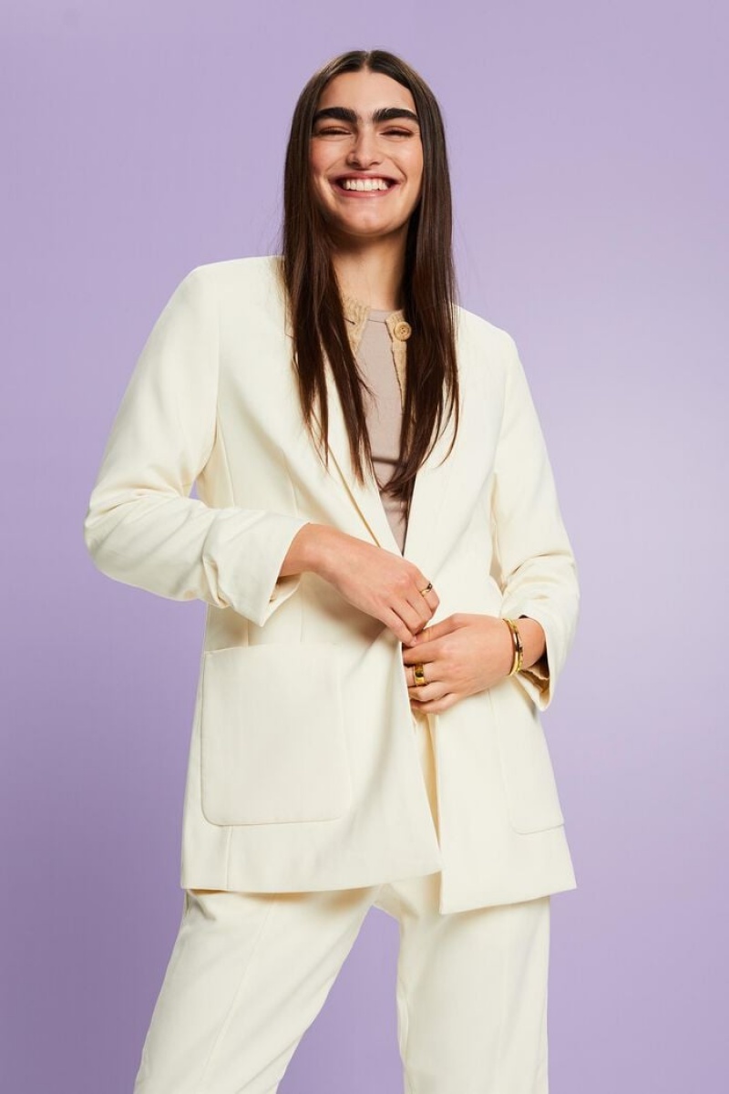 Dámské Blejzry Esprit Ruched Sleeve Bílé | IUP648392