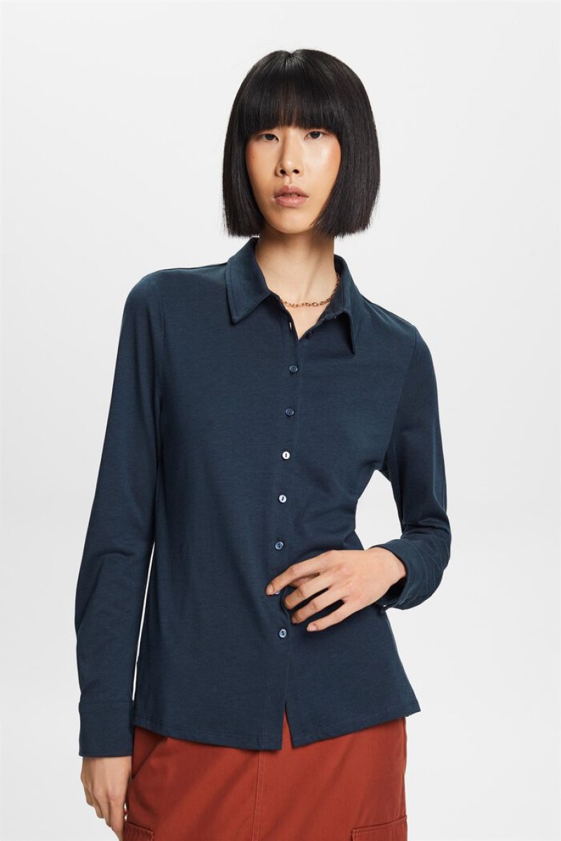Dámské Blouses Esprit Buttoned Long-sleeve Blankyt | EMB675019