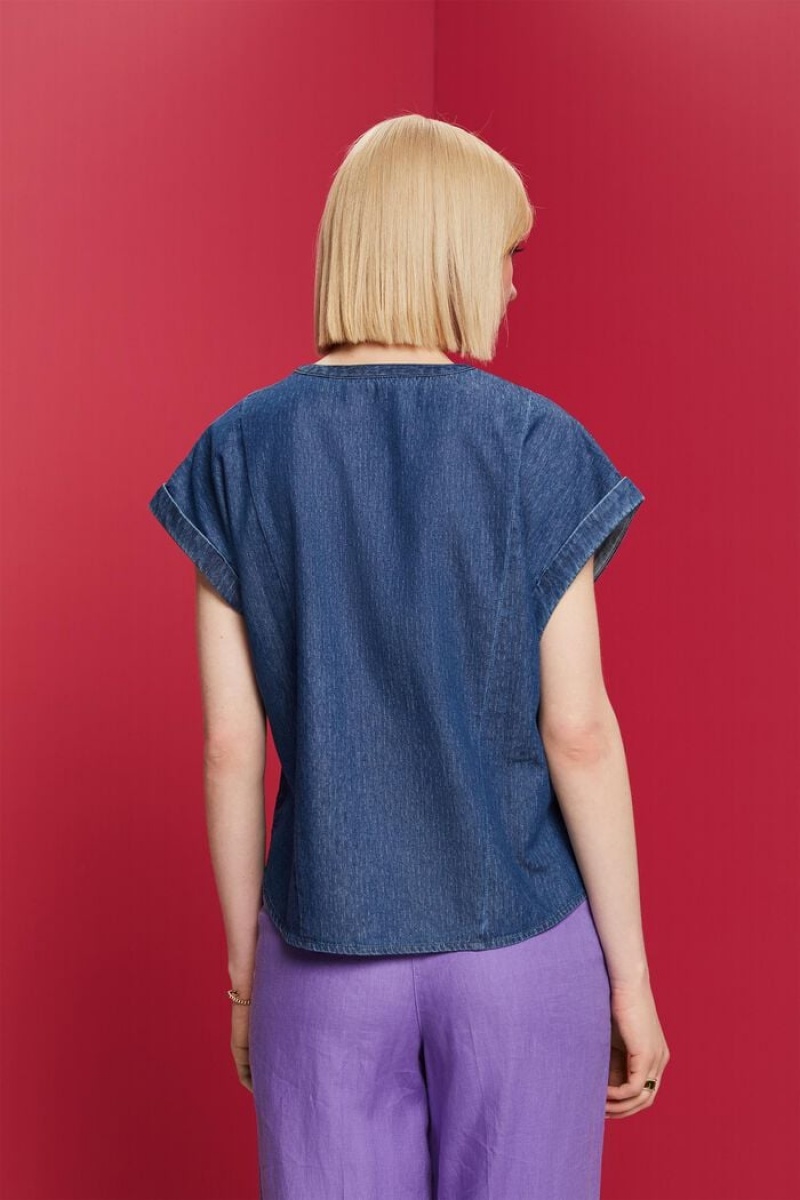 Dámské Blouses Esprit Lehké Denim,100% Bavlněné Blankyt | EBK605392