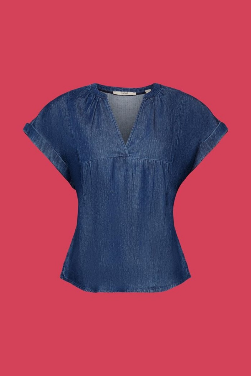 Dámské Blouses Esprit Lehké Denim,100% Bavlněné Blankyt | EBK605392
