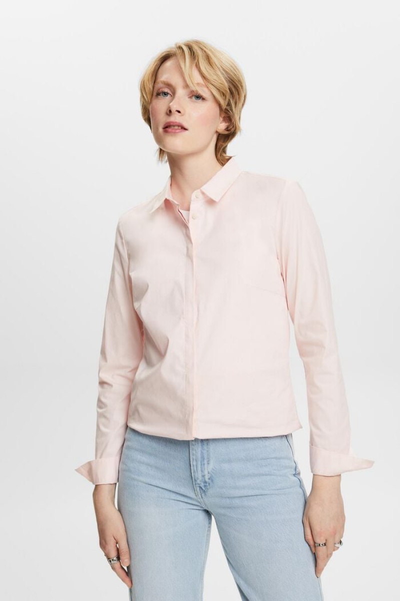 Dámské Blouses Esprit Long Sleeve Poplin Světle Růžové | CWA694125