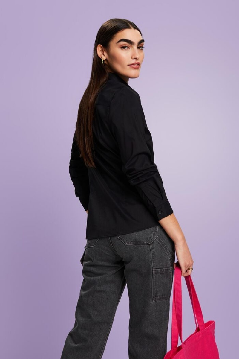 Dámské Blouses Esprit Poplin Černé | DHE201385
