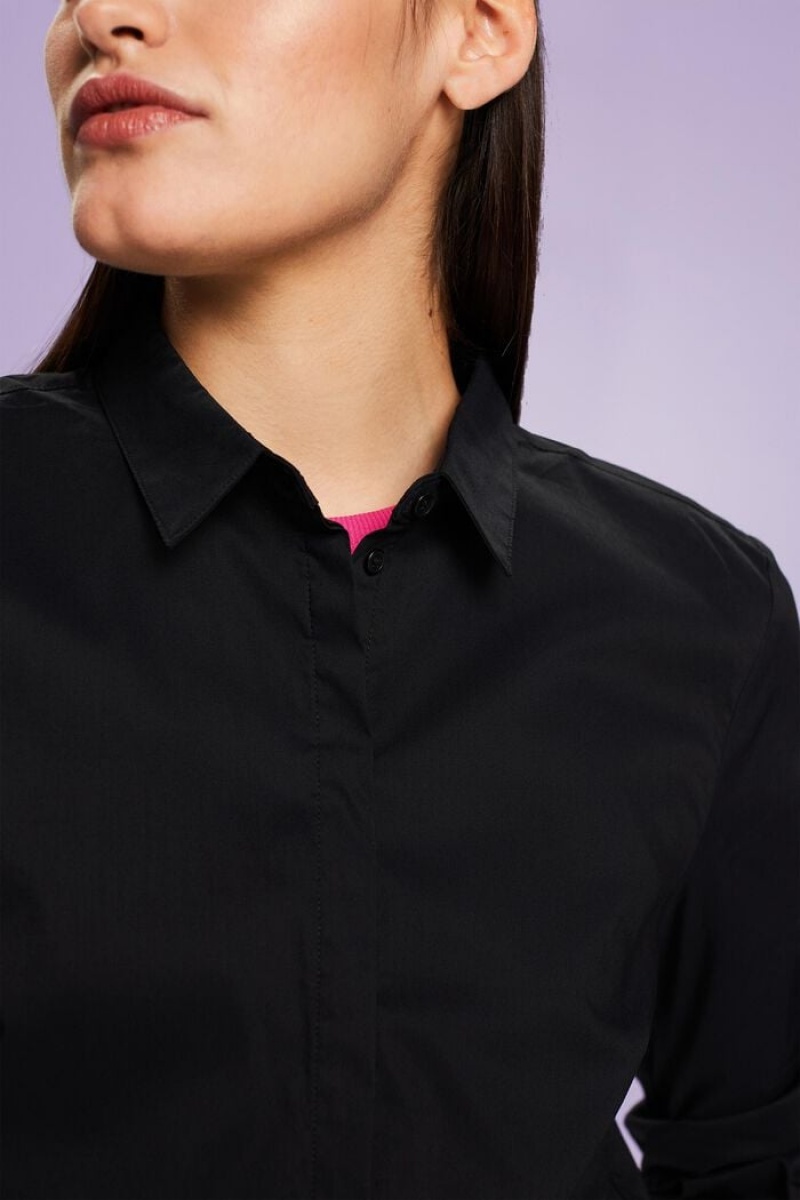Dámské Blouses Esprit Poplin Černé | DHE201385