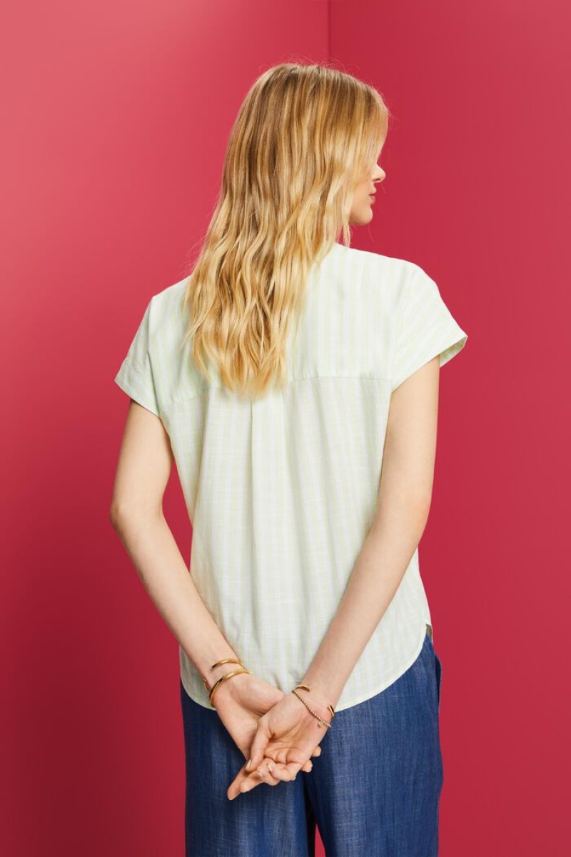 Dámské Blouses Esprit Pruhovaný Bavlněné Oranžové Zelene | WFG340168