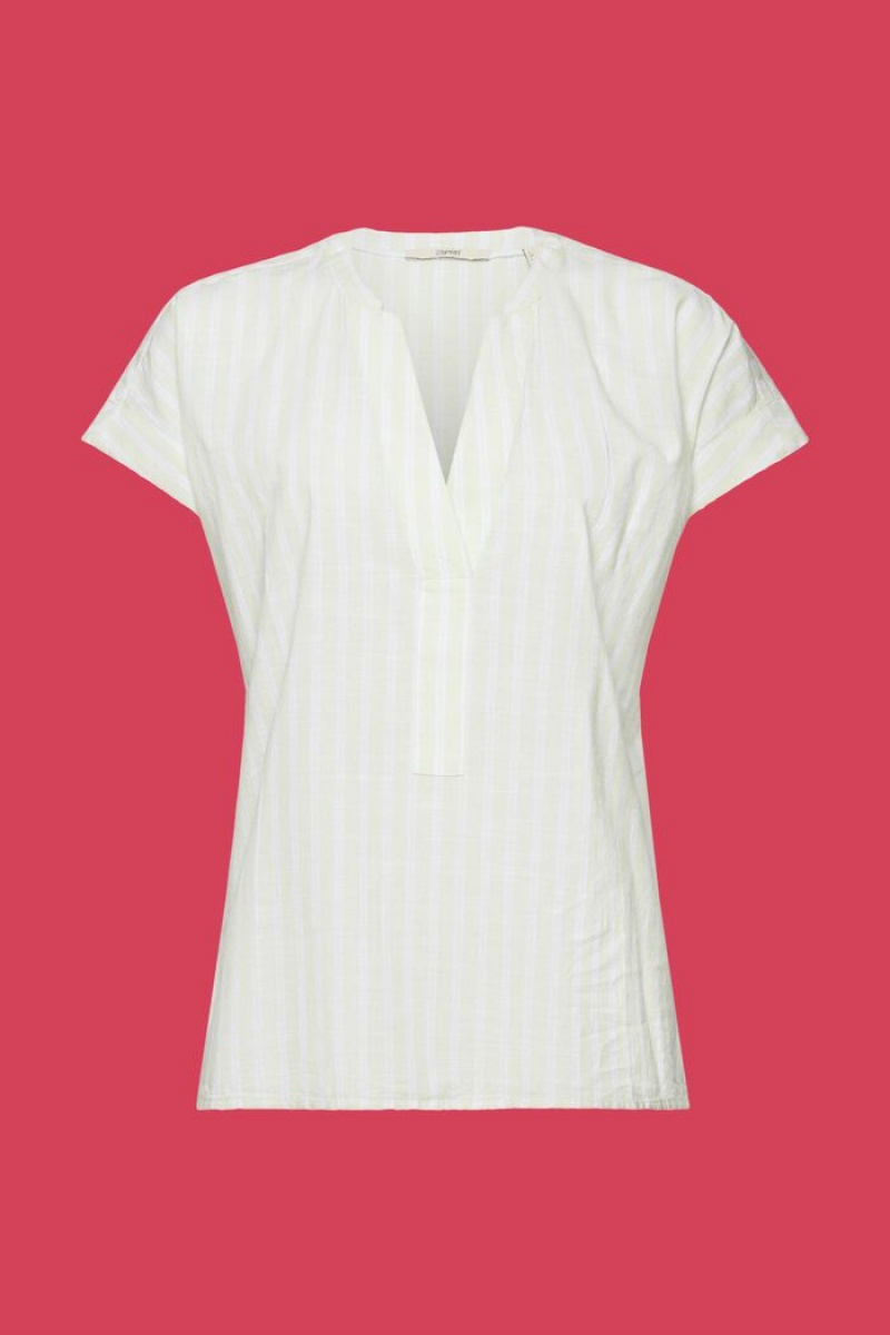 Dámské Blouses Esprit Pruhovaný Bavlněné Oranžové Zelene | WFG340168