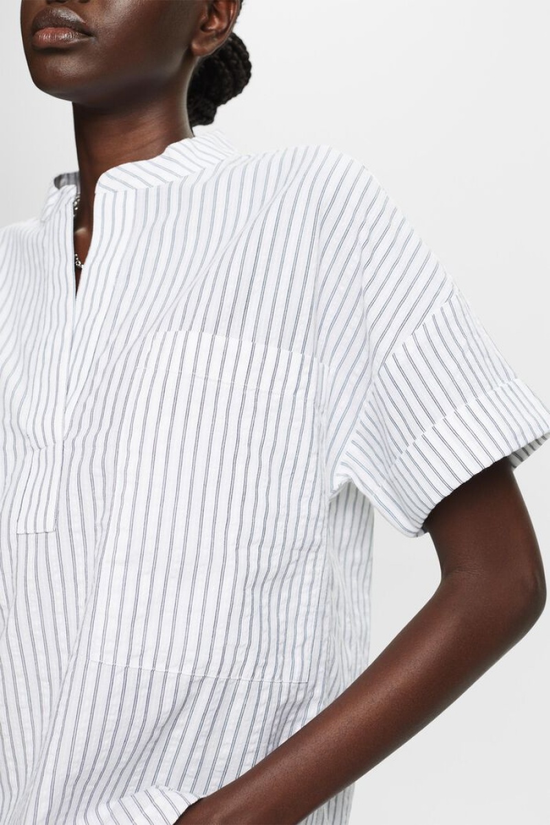 Dámské Blouses Esprit Pruhovaný Oversized Bílé | TAJ941865