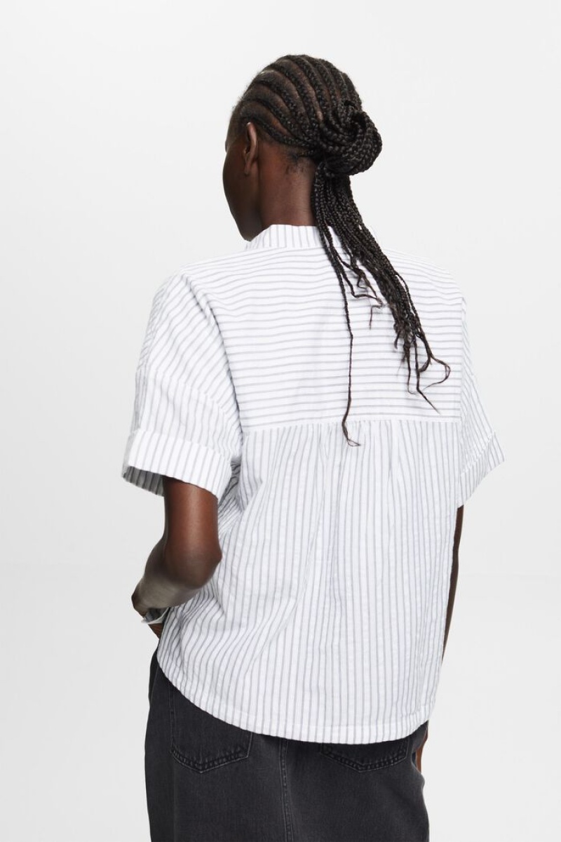 Dámské Blouses Esprit Pruhovaný Oversized Bílé | TAJ941865