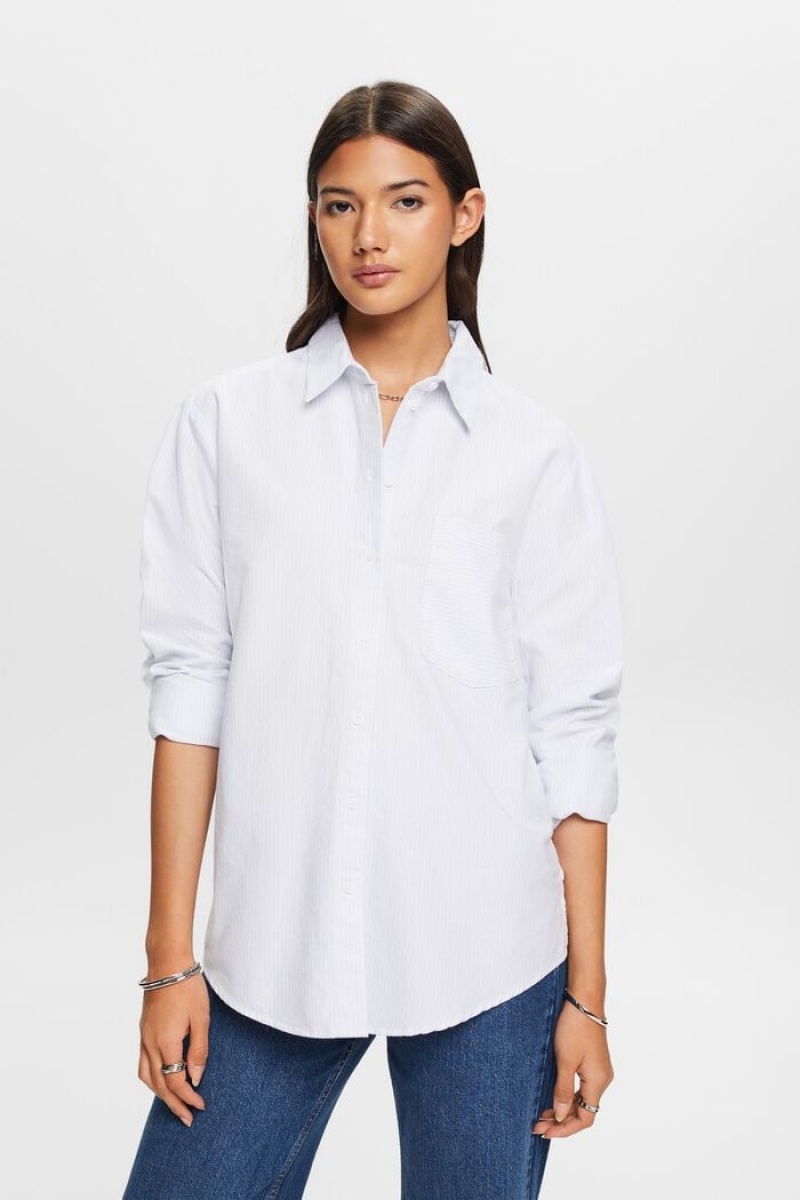 Dámské Blouses Esprit Pruhovaný Světle Blankyt | GEZ813209