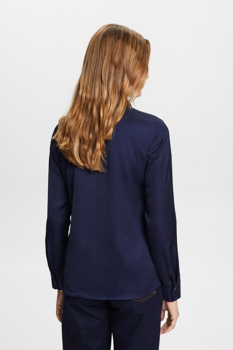 Dámské Blouses Esprit Satin Tmavě Blankyt | LUG068742