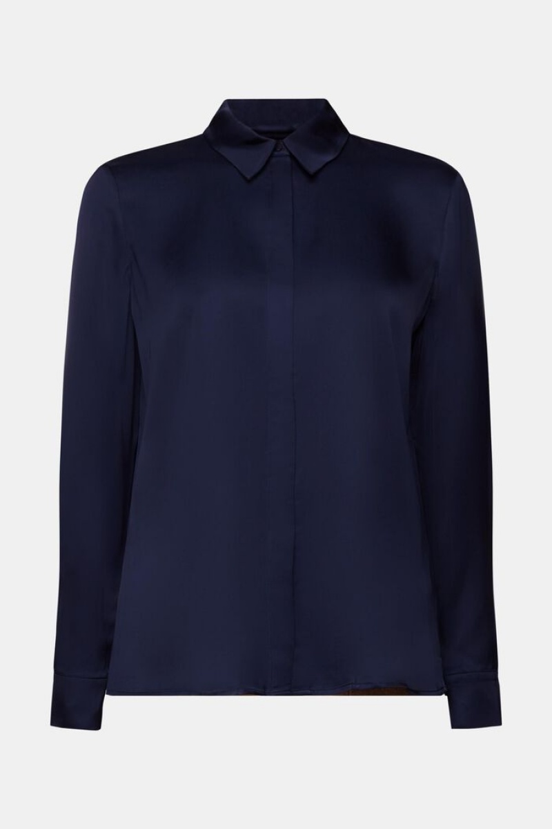 Dámské Blouses Esprit Satin Tmavě Blankyt | LUG068742