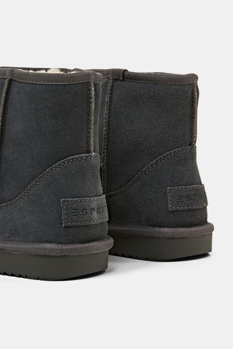Dámské Boty Esprit Semišové Faux Fur Podšité Tmavě Šedé | DHR473981