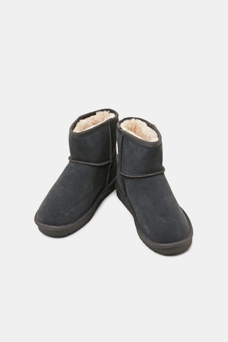 Dámské Boty Esprit Semišové Faux Fur Podšité Tmavě Šedé | DHR473981