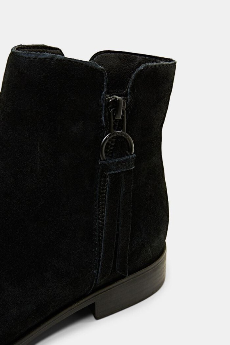 Dámské Boty Esprit Semišové Zip-up Černé | FZO254389