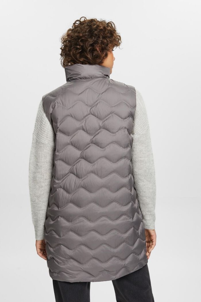 Dámské Bundy Esprit Longline Prošívaný Body Warmer Hnědé Šedé | PLC153087