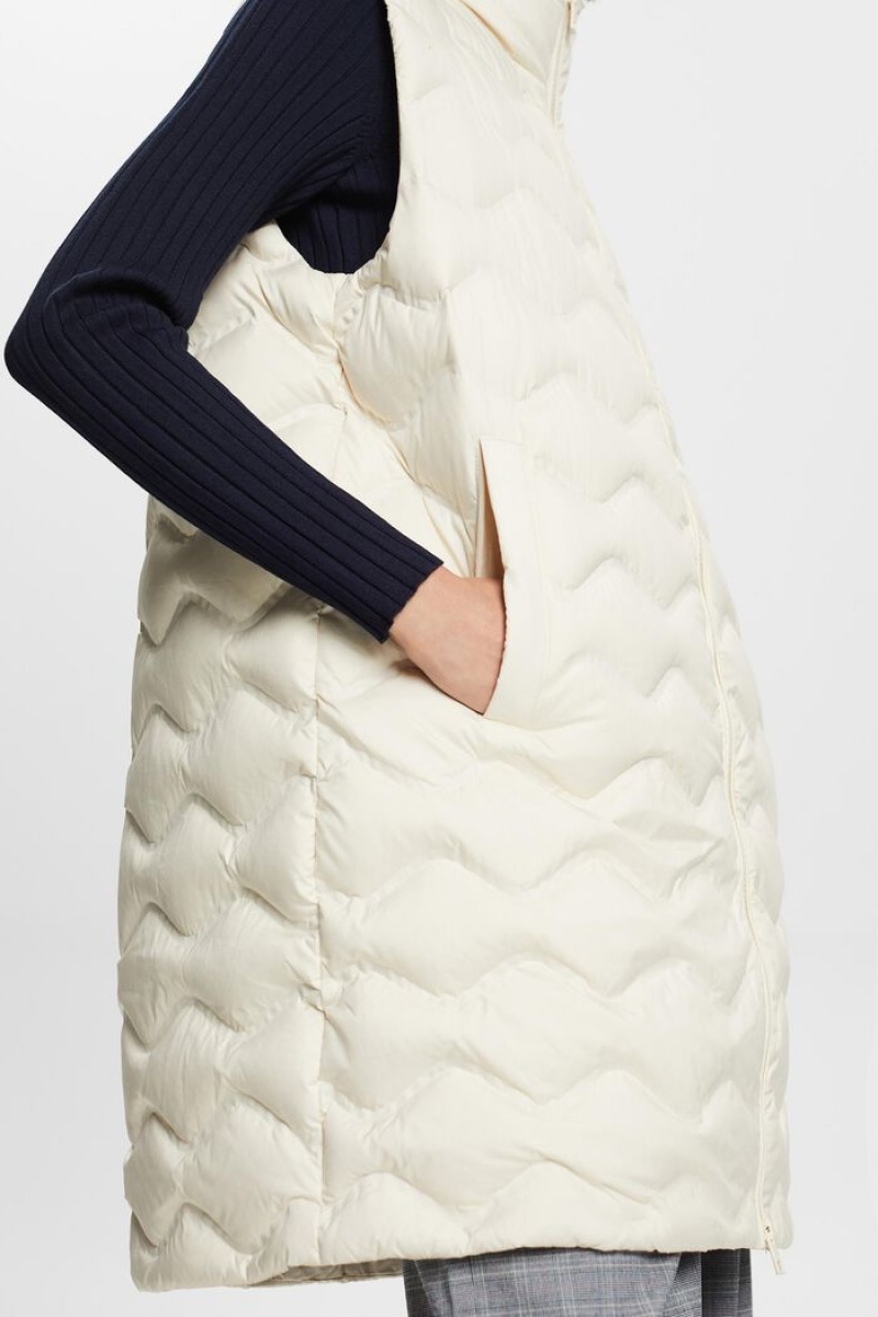 Dámské Bundy Esprit Longline Prošívaný Body Warmer Bílé | WNH072834