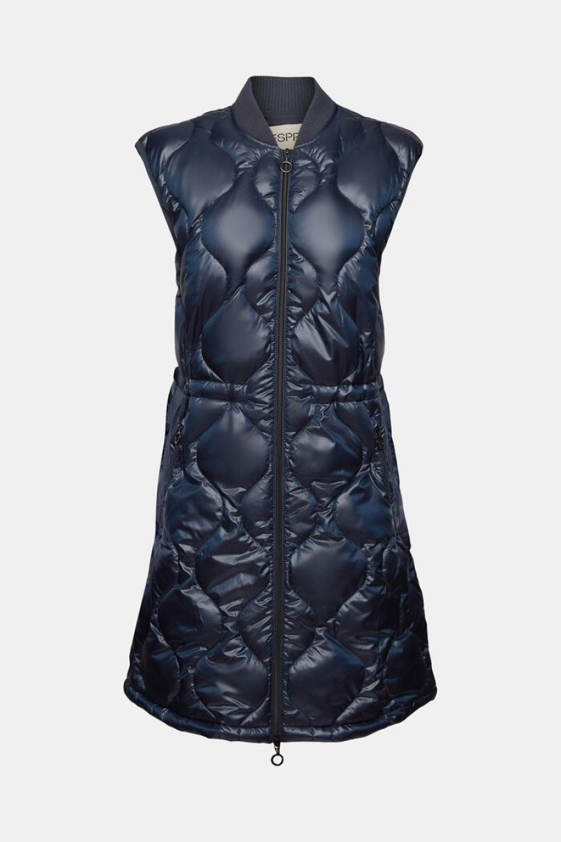 Dámské Bundy Esprit Longline Prošívaný Bodywarmer Tmavě Blankyt | WRX079163