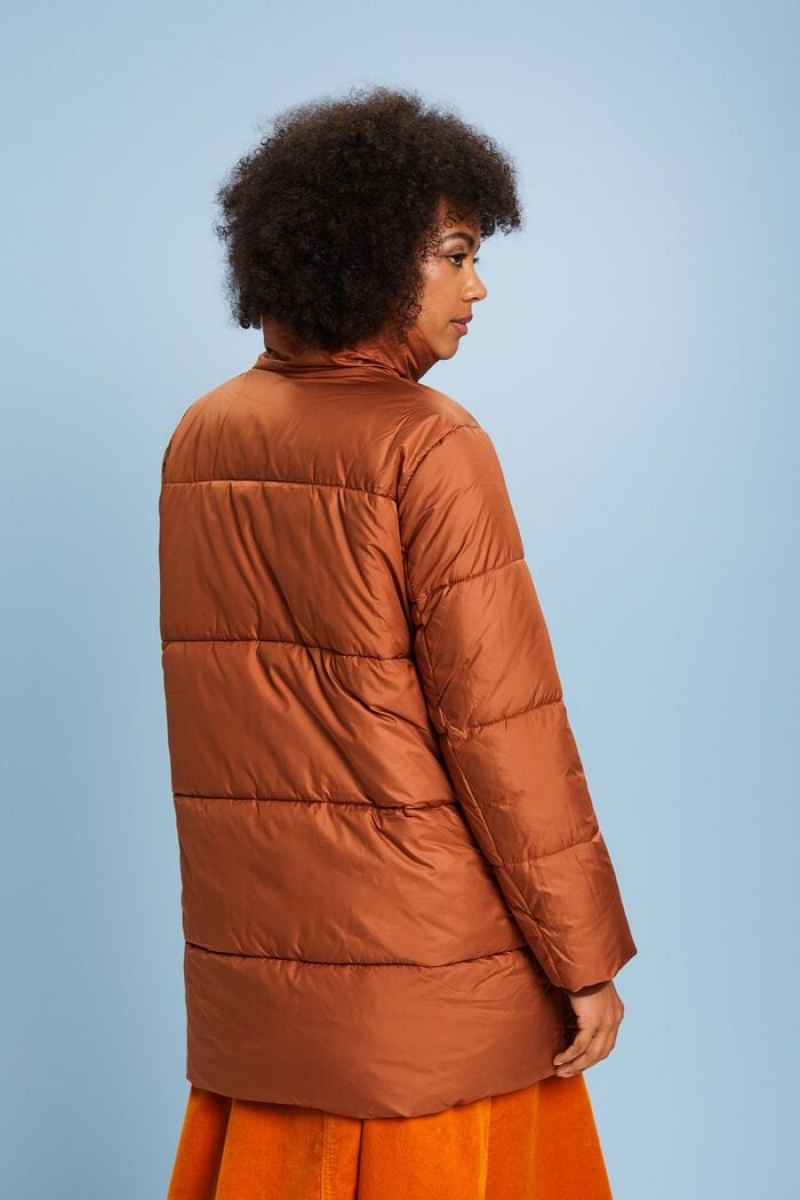Dámské Bundy Esprit Longline Puffer Hnědé | ZFS687910