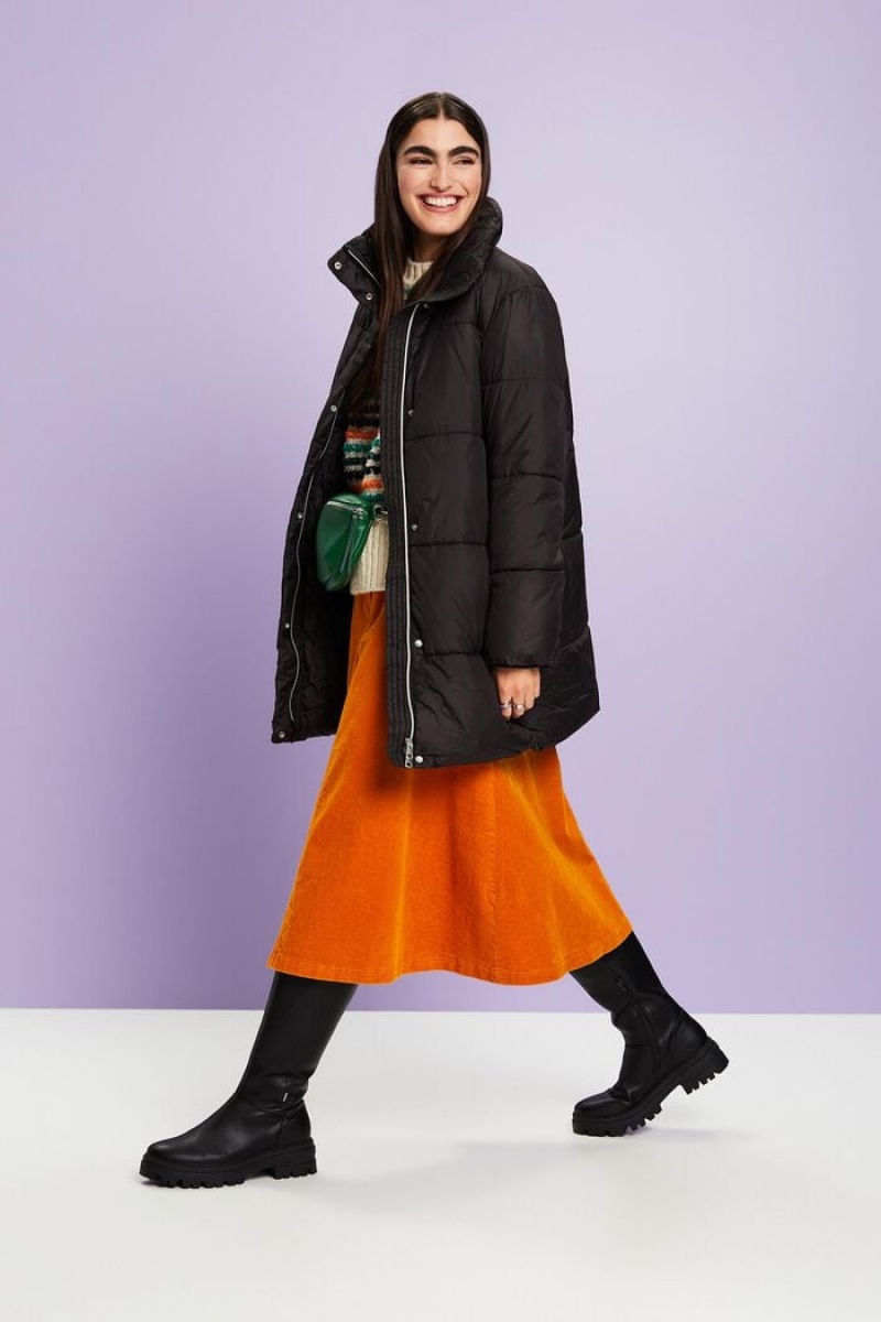 Dámské Bundy Esprit Longline Puffer Černé | NBW715629