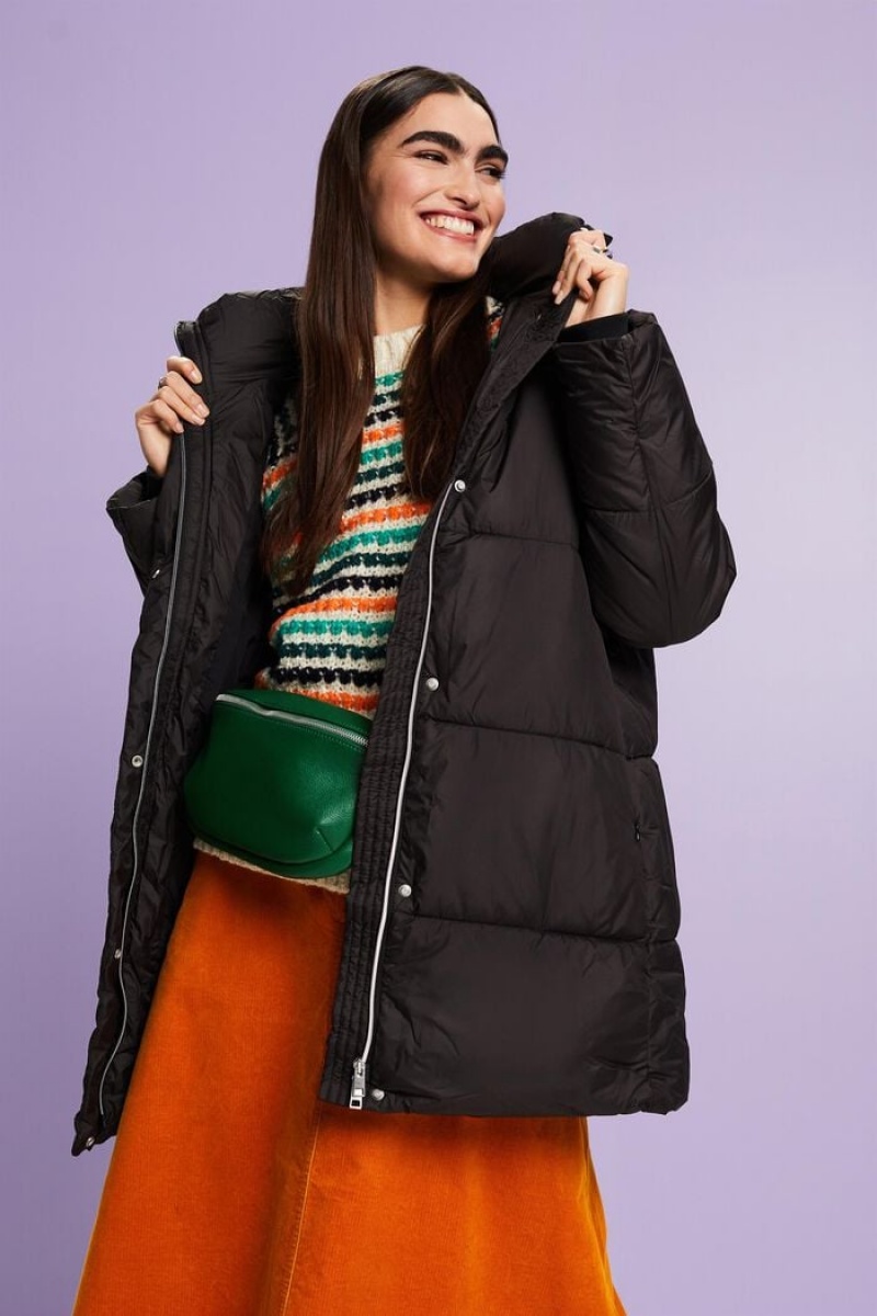 Dámské Bundy Esprit Longline Puffer Černé | NBW715629