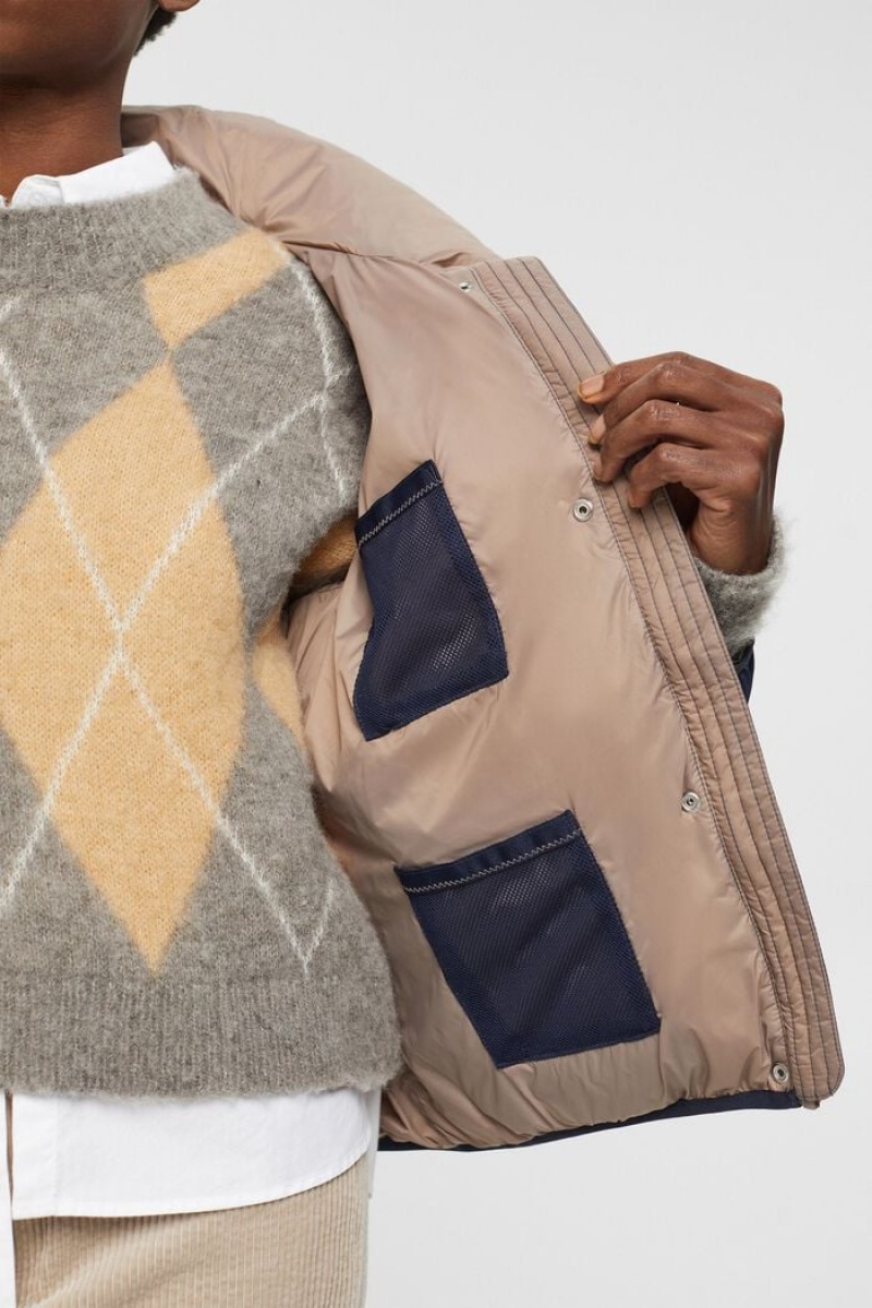Dámské Bundy Esprit Prošívaný With Recycled Down Filling Tmavě Blankyt | VNE124650