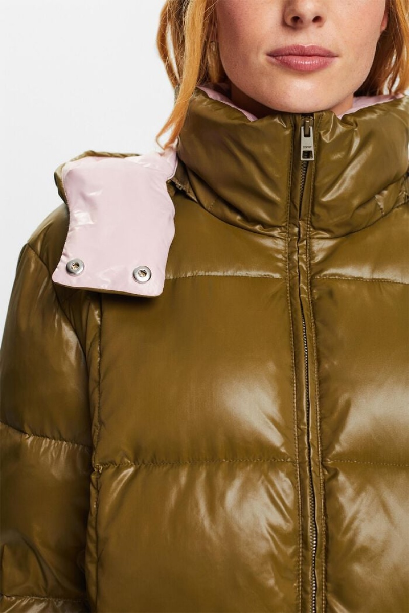 Dámské Bundy Esprit Recycled: Puffer With Down Tmavě Hnědožlutý | ZCF473081
