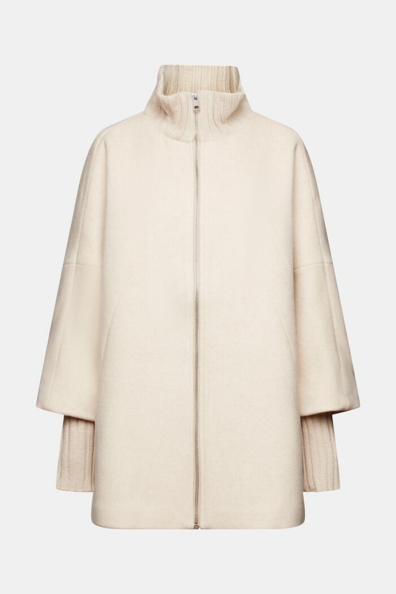 Dámské Bundy Esprit Vlna Blend With Cashmere Bílé | SIZ209467