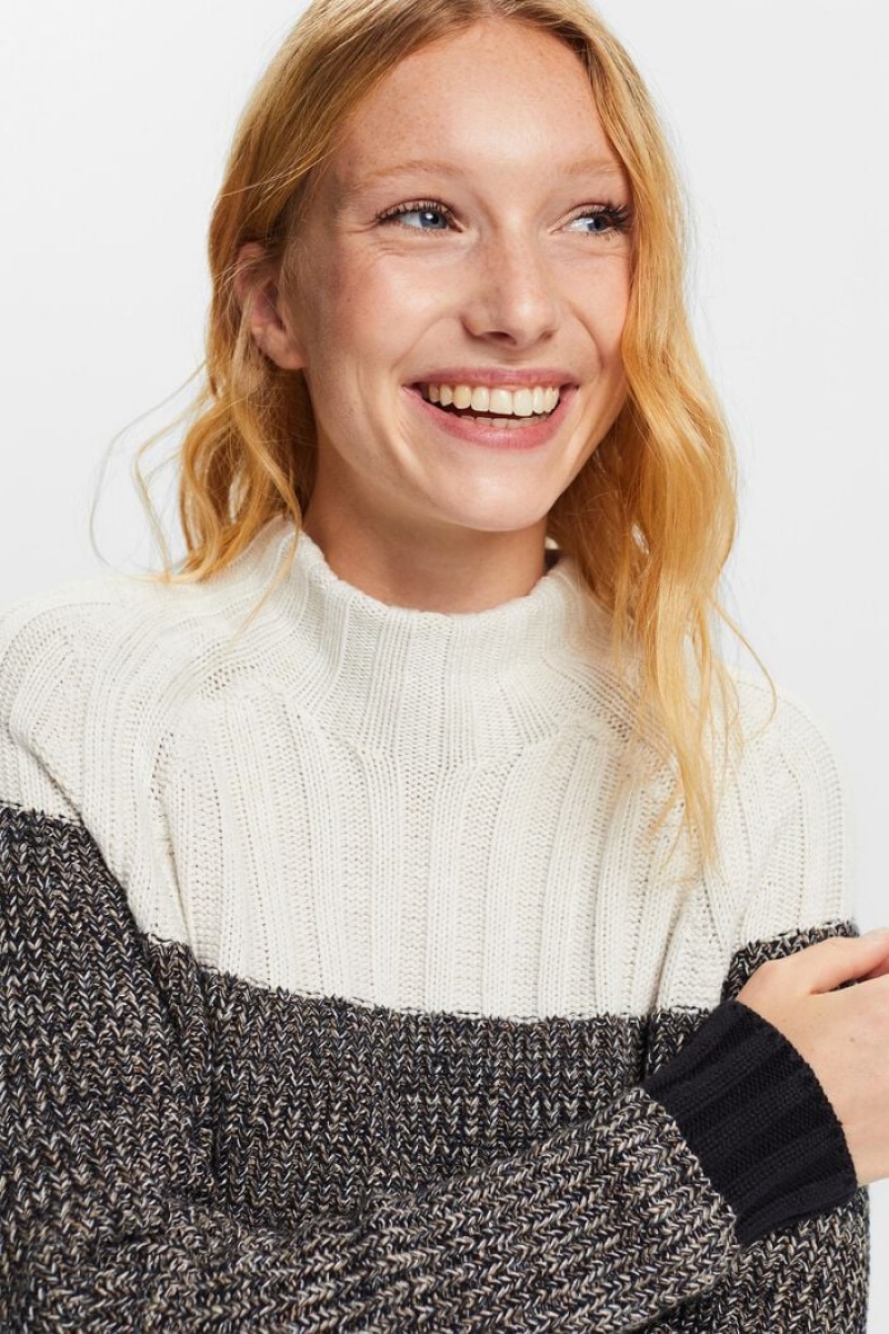 Dámské Jumpers Esprit Bavlněné Mock Neck Černé | IJP940315