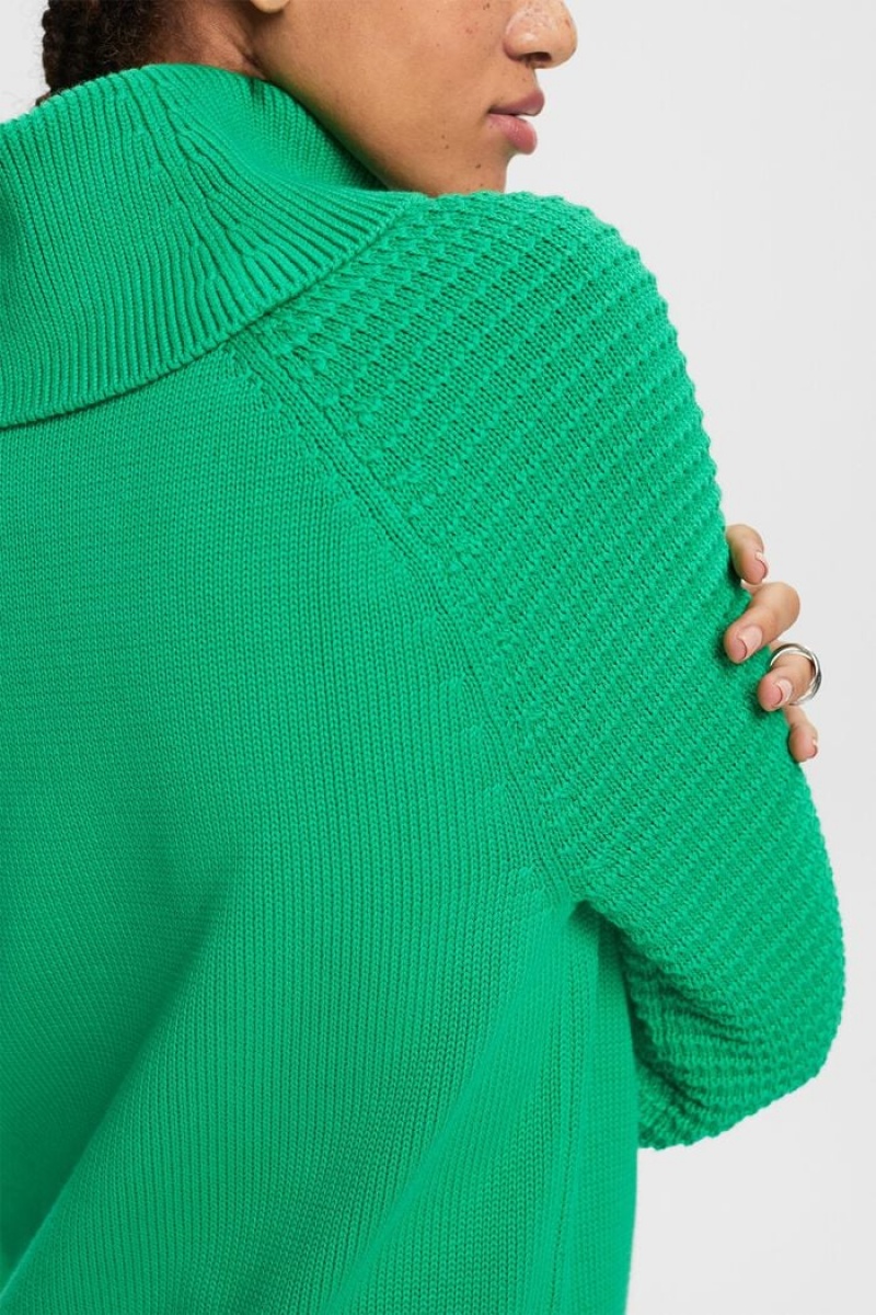 Dámské Jumpers Esprit Bavlněné Turtleneck Zelene | MFZ794025