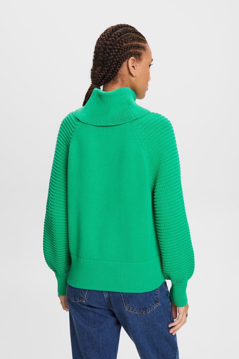 Dámské Jumpers Esprit Bavlněné Turtleneck Zelene | MFZ794025