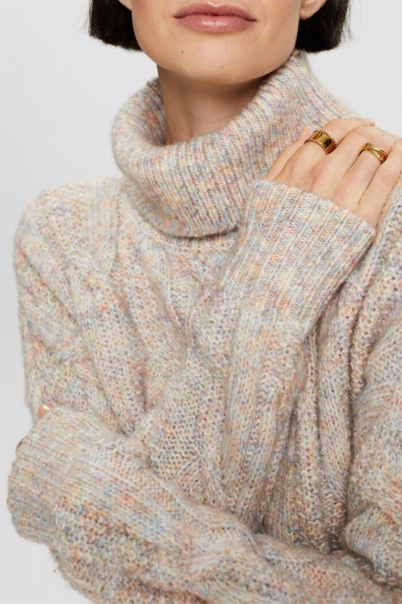 Dámské Jumpers Esprit Cable-knit Rollneck Blankyt | ZKJ264830