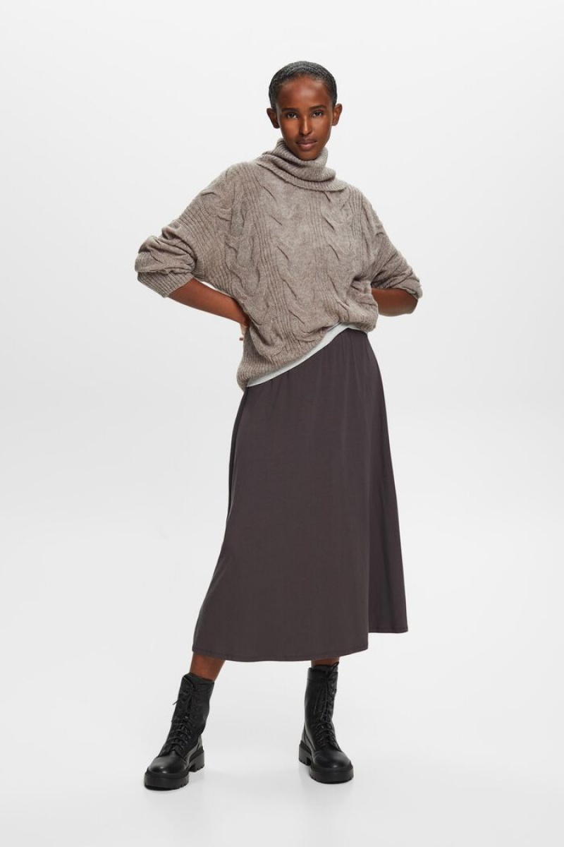 Dámské Jumpers Esprit Cable-knit Turtleneck Hnědé Šedé | BPJ931402