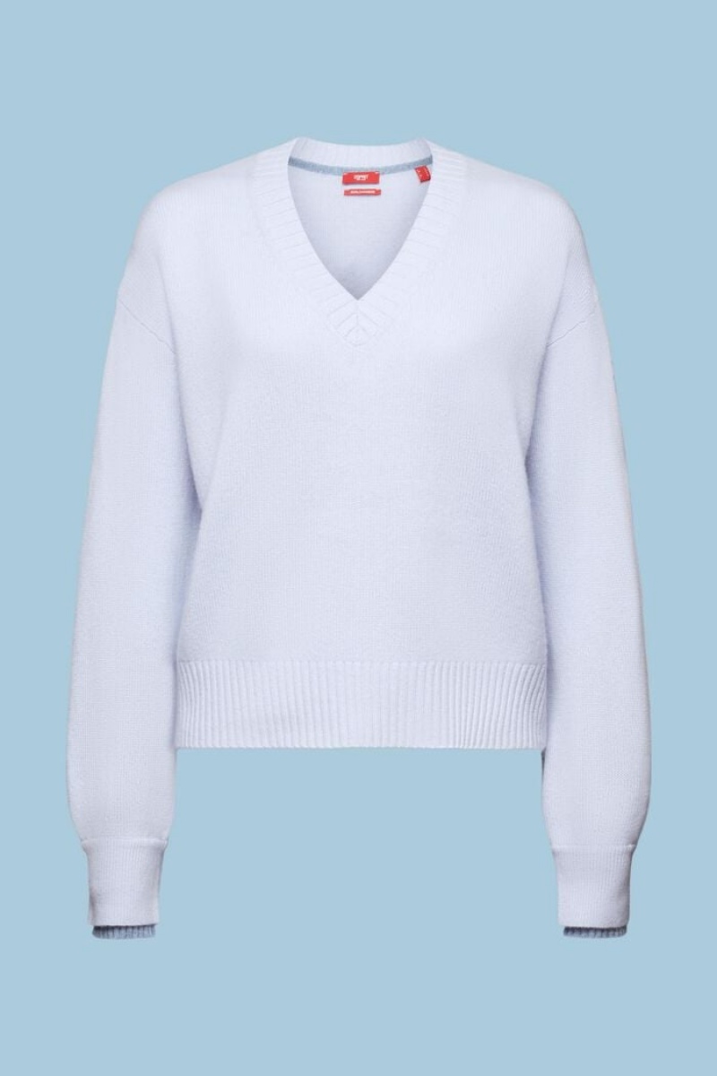 Dámské Jumpers Esprit Cashmere V-neck Blankyt | QNE059734