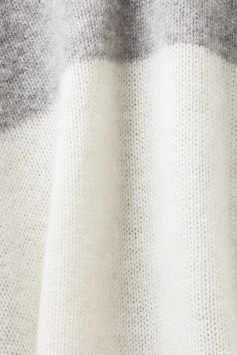 Dámské Jumpers Esprit Cashmere V-neck Rugby Stripe Světle Šedé | SDW704562