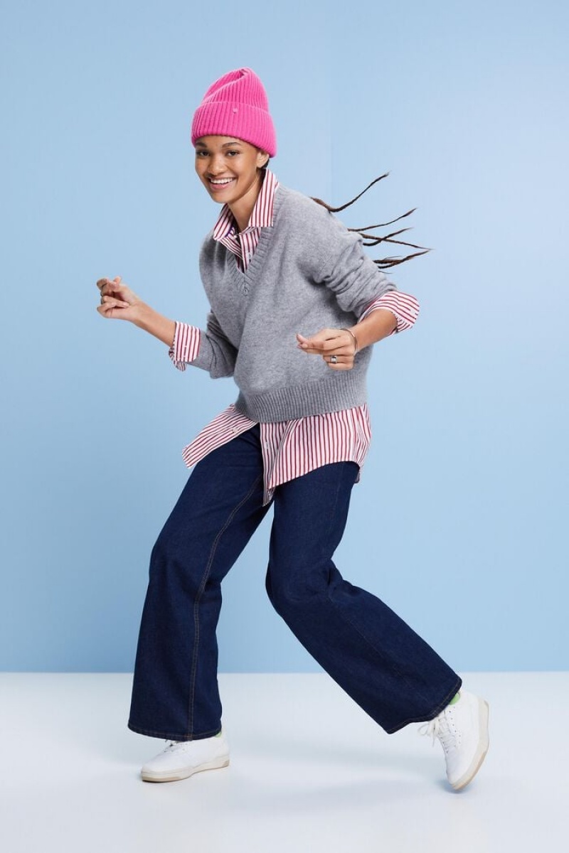 Dámské Jumpers Esprit Cashmere V-neck Šedé | BYL704253