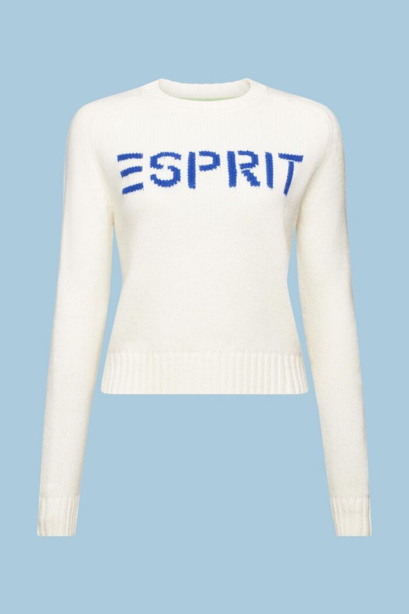 Dámské Jumpers Esprit Vlna Cashmere Logo Bílé | HEQ614035