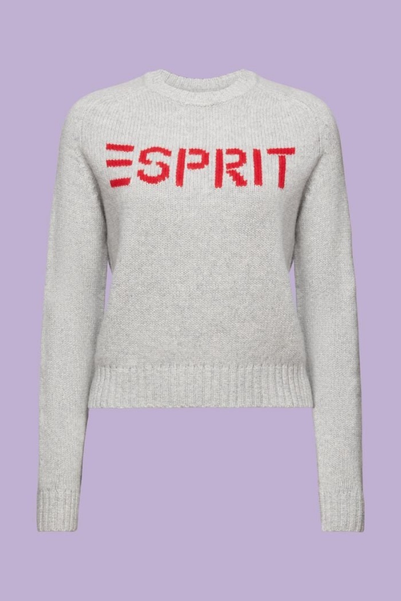 Dámské Jumpers Esprit Vlna Cashmere Logo Světle Šedé | VGW019625